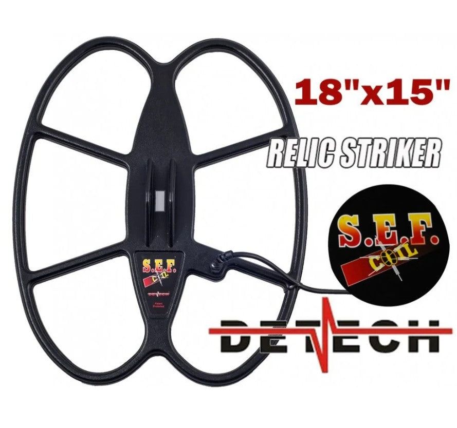DETECH Relic Striker 4.8 kHz VLF Metal Detector Pro Pack- 18x15” SEF & 13” Ultimate Coil
