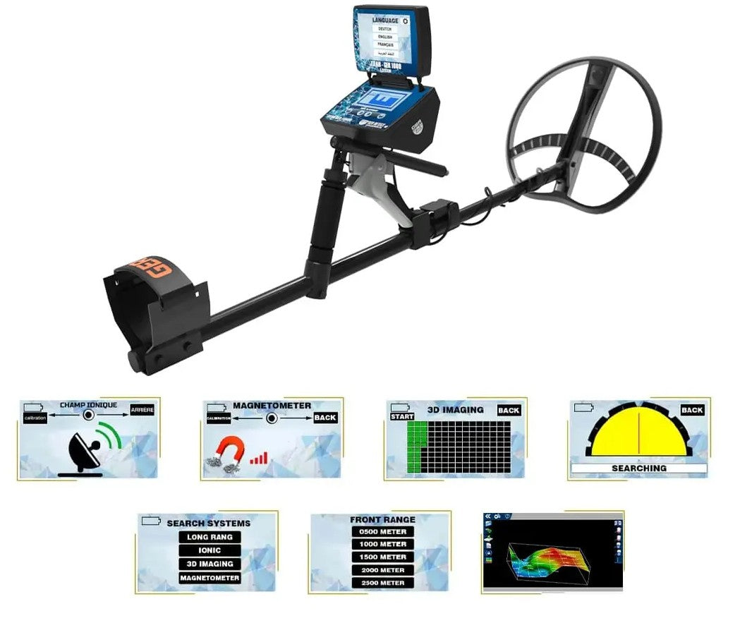 GER Detect Titan 1000 Long Range Metal Detector with 8" and 17" Coils