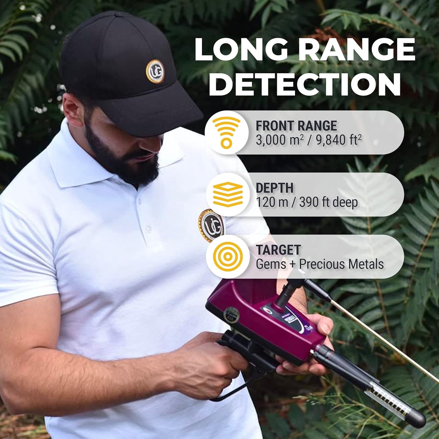Detector de metales inteligente de largo alcance para oro y diamantes GER Detect Titan 500