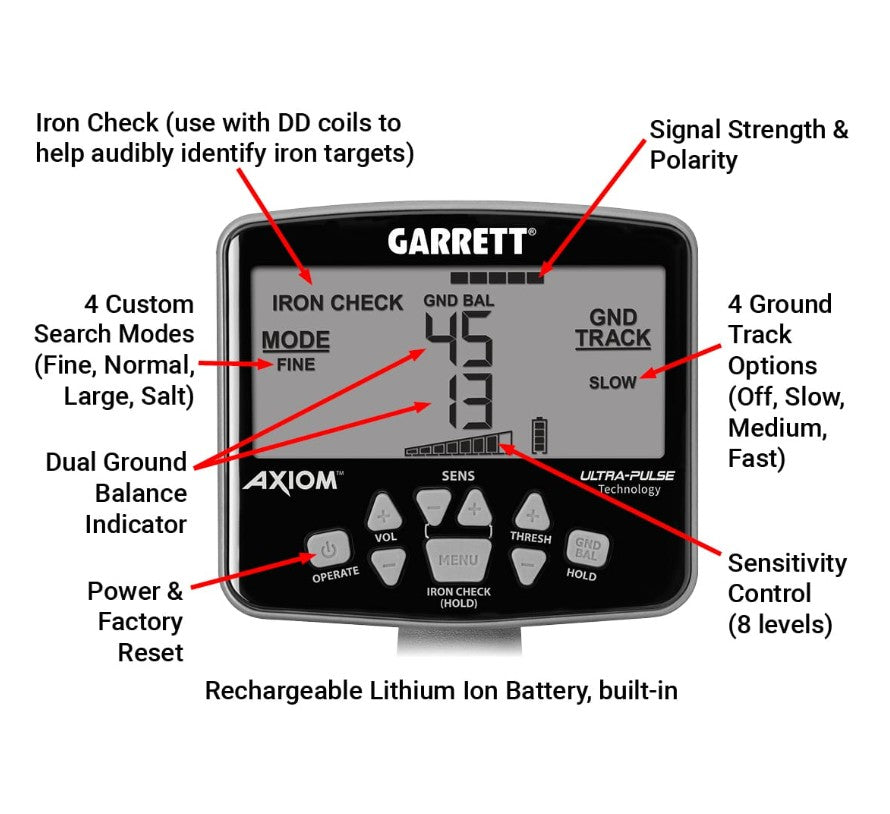 Garrett Axiom Pro Gold Metal Detector w/ MS-3 Wireless Headphones