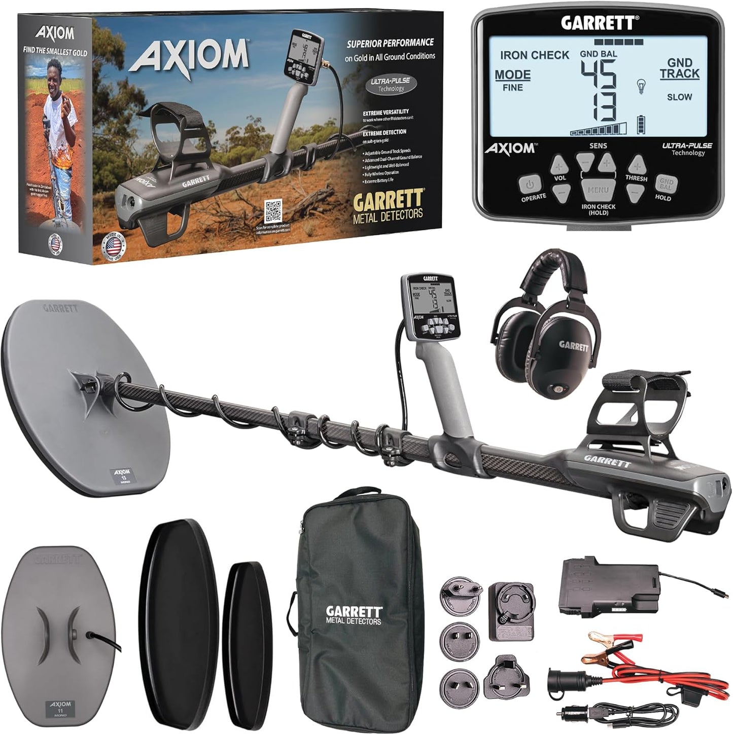 Garrett Axiom Pro Gold Metal Detector w/ MS-3 Wireless Headphones
