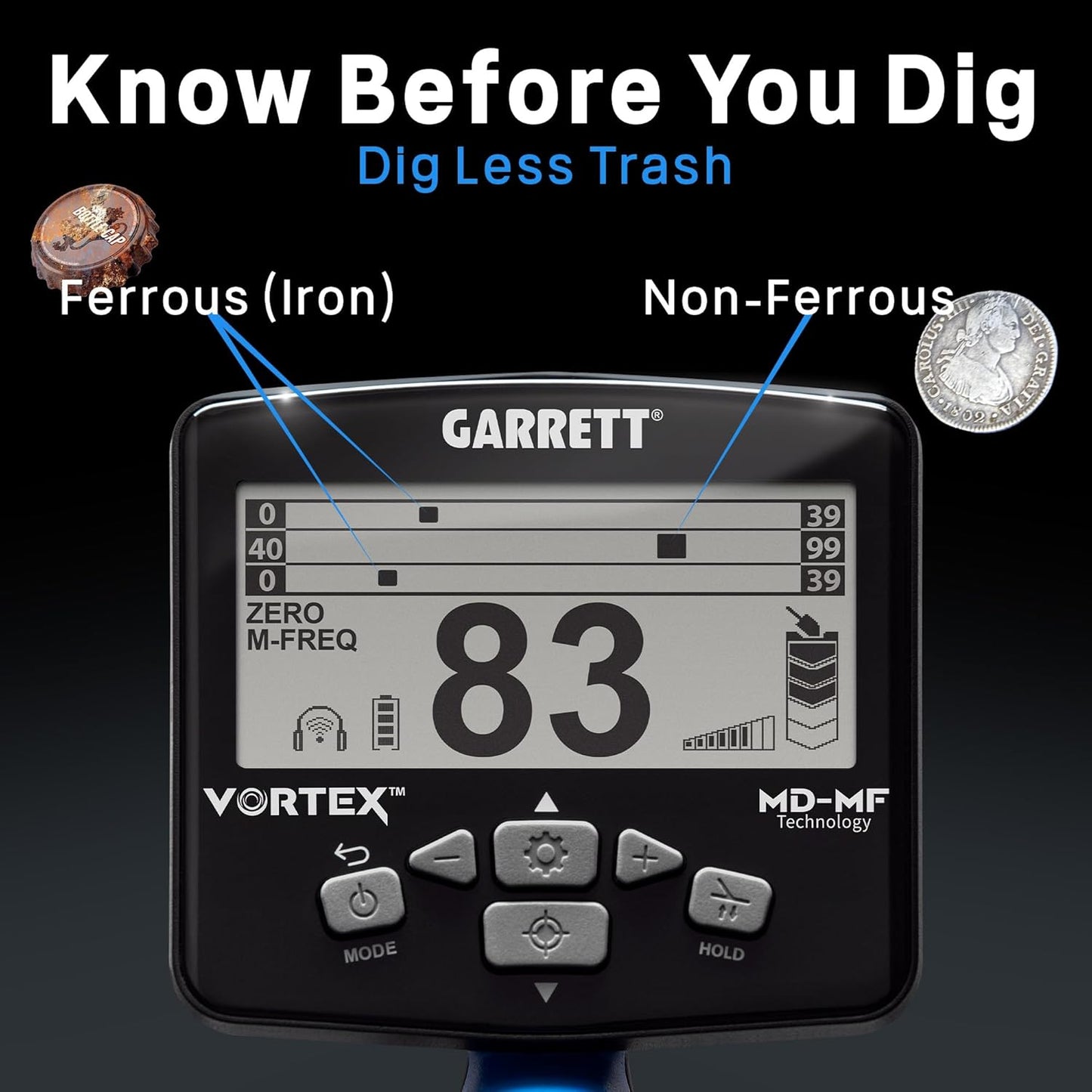 Garrett Vortex VX9 Multi-Frequency Waterproof Metal Detector With Vortex Submersible Headphone
