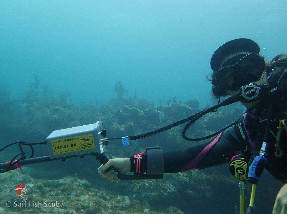 JW Fishers Pulse 8X Metal Detector & Under Water Connector