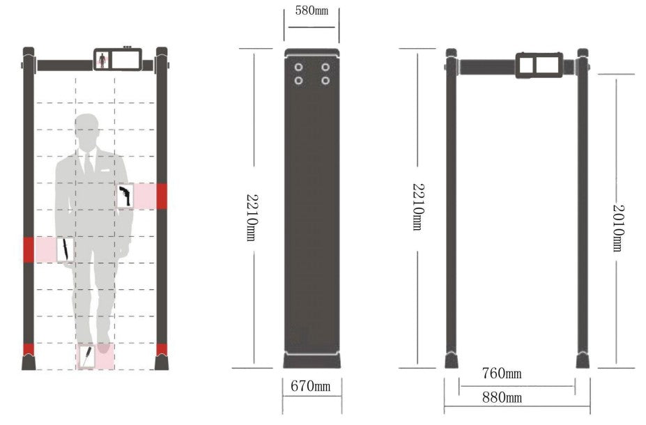 Zorpro 33T Walk Through Metal Detectors with Temperature Scanner