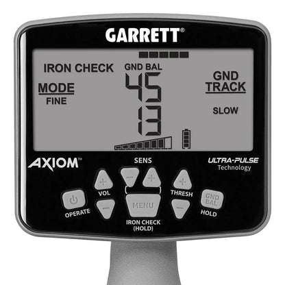 Garrett Axiom Metal Detector with 13"x11" Mono Coil, 11"x7" DD Coil Wireless Headphone