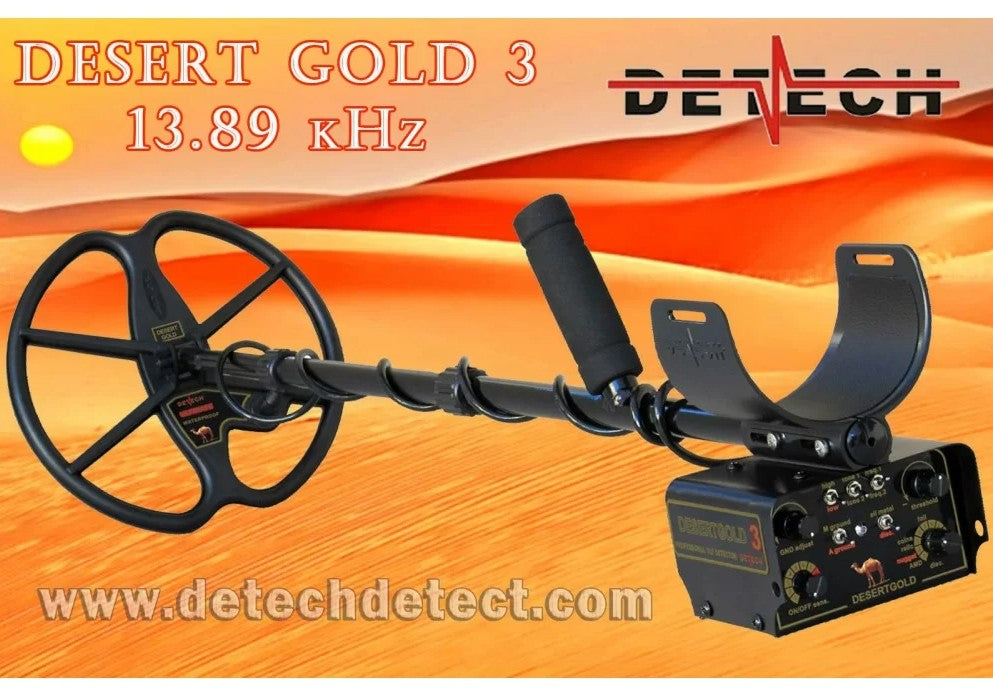 Detech Desert Gold 3 VLF Metal Detector Pro Pack 13.89 KHZ With 11.5 & 13” Ultimate Coils