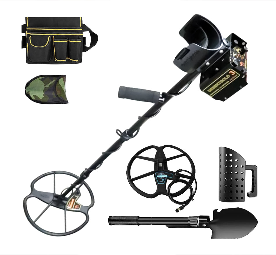 Detech Desert Gold 3 VLF Metal Detector Pro Pack 13.89 KHZ With 11.5 & 13” Ultimate Coils