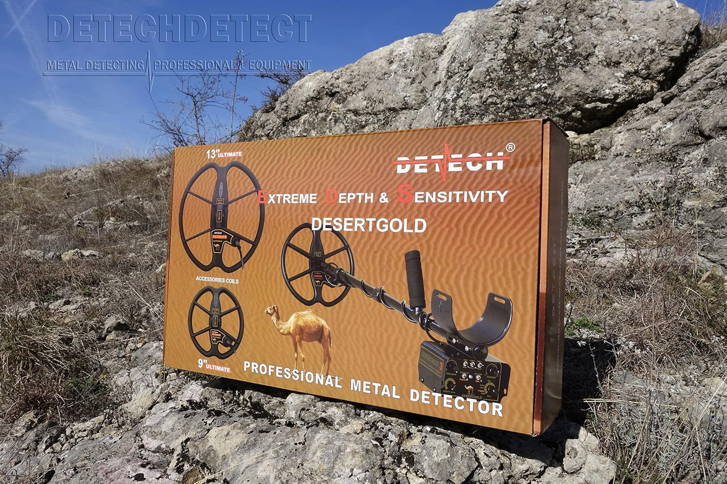 Detech Desert Gold 3 VLF Metal Detector Pro Pack 13.89 KHZ With 11.5 & 13” Ultimate Coils
