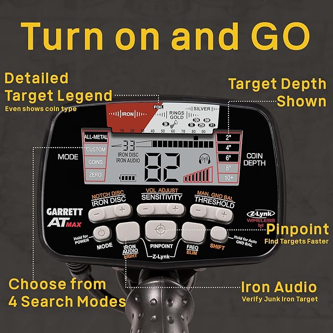 Garrett AT MAX Waterproof Metal Detector with MS-3 Headphones & Pro Pointer AT Z-Lynk