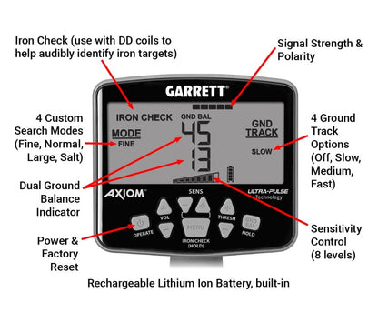 Garrett Axiom Lite Gold Metal Detector / 11x7 Mono Coil