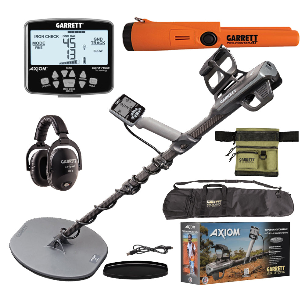 Garrett Axiom Lite Gold Metal Detector Bundle