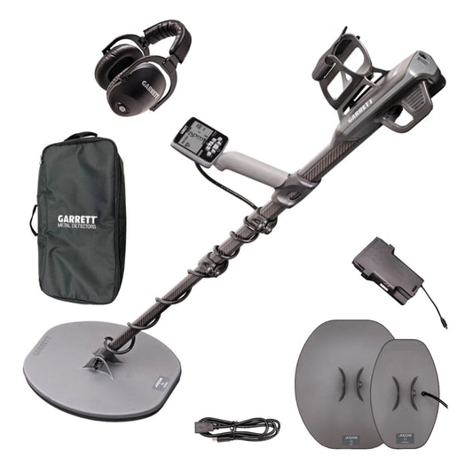 Garrett Axiom Metal Detector with 13"x11" Mono Coil, 11"x7" DD Coil Wireless Headphone