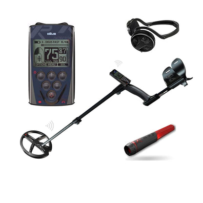 XP Deus Metal Detector with Remote and 9” X35 Coil, WSAUDIO Headphones, and MI-6 Pinpointer